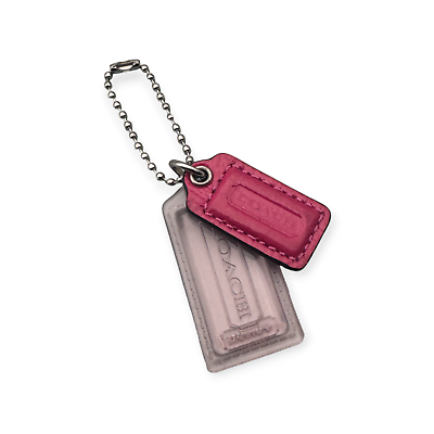 #ad Coach Mini Small Hangtag Charm Replacement Necklace Pendant Magenta Pink Leather $20.00
