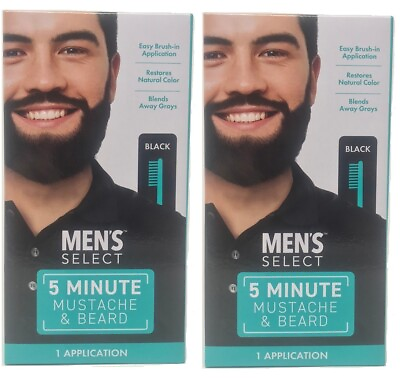 #ad 2pk Men#x27;s Select Mustache and Beard Hair Color Dye 5 minute Black or Dark Brown $9.75