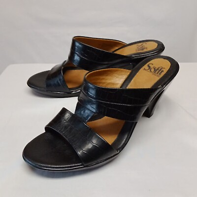 #ad Sofft Heels Womens Size 8.5M Black Patent Leather Slip On Platform Verona Shoes