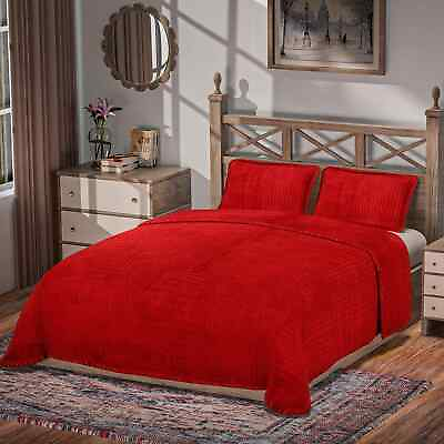 #ad HOMESMART Red Ultra Soft Crystal Polyester Velvet 3pcs Comforter Set Queen Gifts