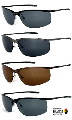 #ad 1 or 2 Pairs X Loop Polarized Mens Metal Frame Semi Rimless Sport Sunglasses