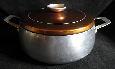 #ad Vintage Regal Ware Aluminum Pan Dutch Oven Stock Pot Double Handle Gold Tone Lid