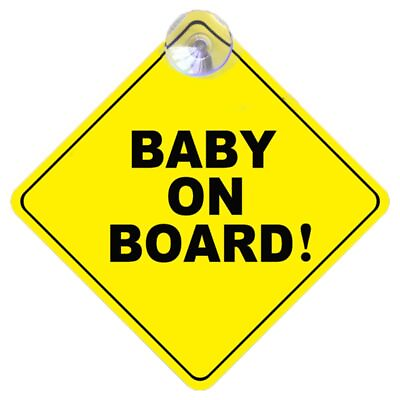 #ad BABY ON BOARD Safety Car Window Sticker Yellow Reflective Warning Sign