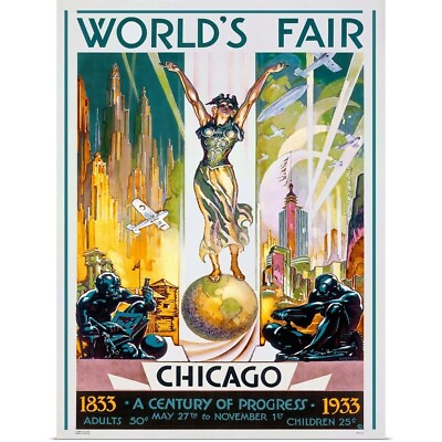 #ad Chicago Worlds Fair 1933 Poster Art Print Chicago Home Decor