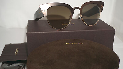#ad TOM FORD New Sunglasses Alexandra 02 Dark Brown Cateye Brown TF607 50K 51 21 145