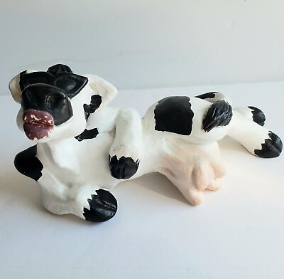 #ad Vtg Cow Black White Decor Sun Glasses Holstein Anthropomorphic Figurine 1992