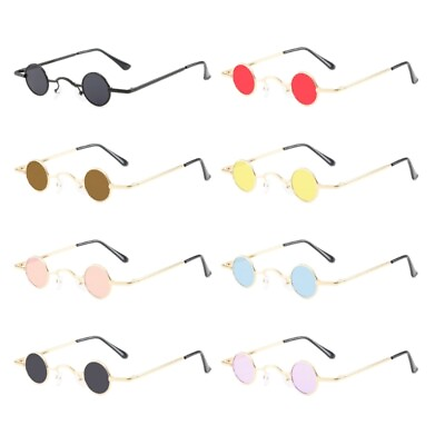 #ad Rounded Sunglasses Women Retro Ultra Small Frame Polygon Glasses Multicolor Lens