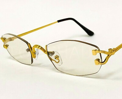 #ad Small Metal Hip Hop Buffs Eyeglasses Shades Gold Clear Lens Eye Glasses Men#x27;s $12.99