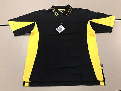 #ad NWT Men#x27;s Pro Celebrity Black and Yellow Short Sleeve Polo Size Large