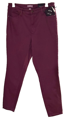 #ad Ava amp; Viv Women#x27;s High Rise Skinny Ankle Jeans Purple Denim Size 16W