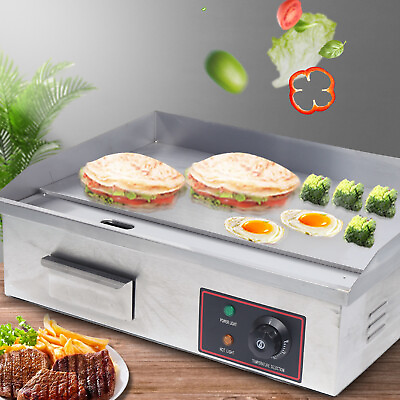 #ad 1600W 22quot; Commercial Electric Griddle Flat Top Grill Hot Plate BBQ Countertop
