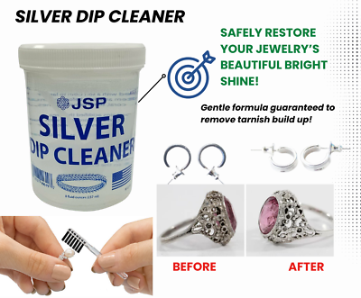 #ad Sterling Silver Dip Cleaner Tarnish Remover 925 Jewelry Cleaning Solution 8oz