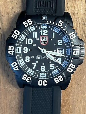 #ad Luminox Navy Seal Diver Watch 3050 3950 Water Resistant Black Rubber Band