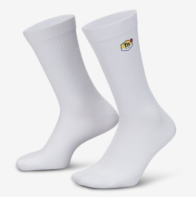 #ad Nike Crew Dri Fit Air Max Plus TNs White Socks Mens Size Large FREE SHIPPING