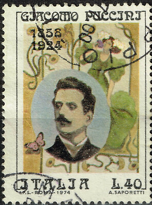 #ad Italy Music Famous Opera Composer Giacomo Puccini Butterfly stamp 1974 A 1