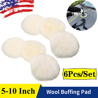 #ad 6PCS Polishing Bonnet Buffer Pads Soft Wool for 5 6quot; 7 8quot; 9 10quot; Car Polisher US