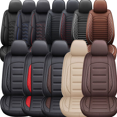 #ad 5 Seat Full Set Car Seat Cover Luxury Leather Universal Front Rear Back Cushion