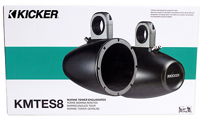 #ad Pair Kicker 43KMTES8B Black Marine 8quot; Speaker Wakeboard Tower Enclosures KMTES8