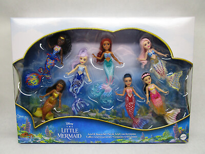 #ad Disney The Little Mermaid Ariel and Sisters Small Doll Set with 7 Mermaid Dolls