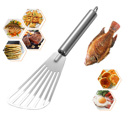 #ad 1PC Stainless Steel Slotted Fish Turner Spatula Flexible Kitchen Cooking Tool