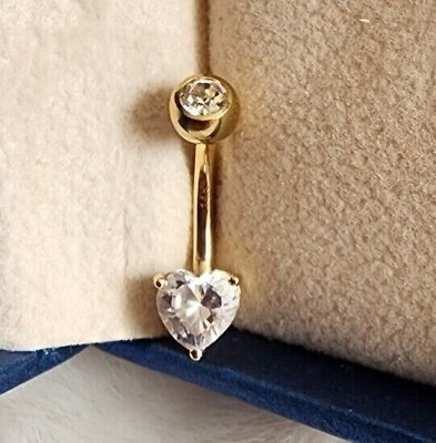 #ad Heart Lab Created Diamond Women Heart Trending Belly Ring 14K Yellow Gold Plated
