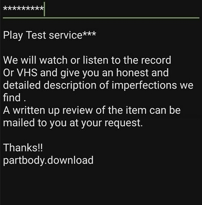 #ad Record Or VHS Play Test Service