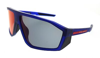 #ad Prada Linea Rossa 0PS 08WS 10C08F Matte Blue Transparent Rectangular Sunglasses
