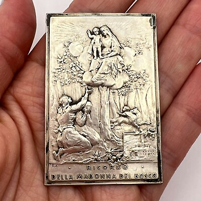 #ad Icon Silver Mary Holy Madonna 800 Antique Jesus Holy Engraved Italy Marked 8 gr