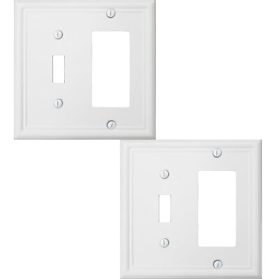 #ad Toggle Decorator Light Switch Cover Luca Metal Wall Plate 2 Pack White 2 Gang...