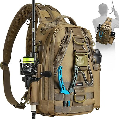 #ad Fishing Tackle Backpack with Rod amp; Gear Holder Lightweight Outdoor Water Resist