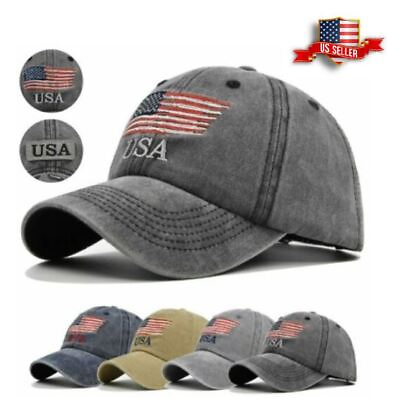 #ad New Embroidered USA American Flag Cotton Adjustable Baseball Hat Cap NEW COLORS