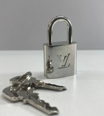 #ad Louis Vuitton PadLock Lock 2 Key Brass Silver Number 315