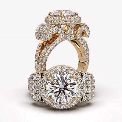 #ad 5 Ctw Anniversary Round Diamond Engagement Ring GIA F VS2 White Gold Women Rings