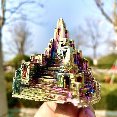#ad Natural Aura Rainbow Bismuth Titanium Geode Quartz Healing Crystal Specimens
