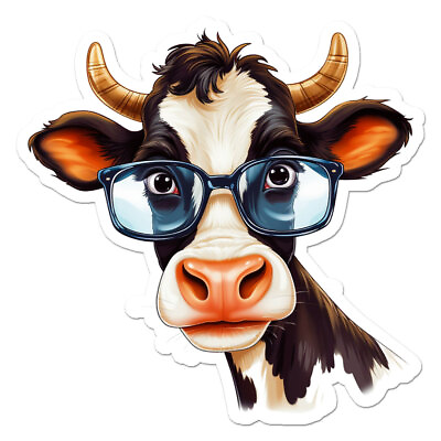 #ad Funny Cow Glasses Vinyl Decal Sticker ebn9963