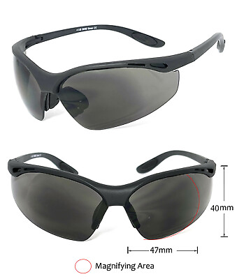 #ad 1 or 2 Pairs Half Frame Full Lens Safety Reading Sunglasses Smoke Lens Wrap