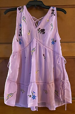 #ad ASOS Sheer Lilac Colored Floral Sleeveless Tie Shirt Top Women’s Size 8