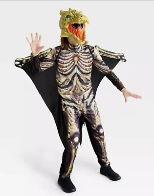 #ad Halloween Child Light Up amp; Sound Skeletal Dragon Costume Jumpsuit w Mask amp; Wings