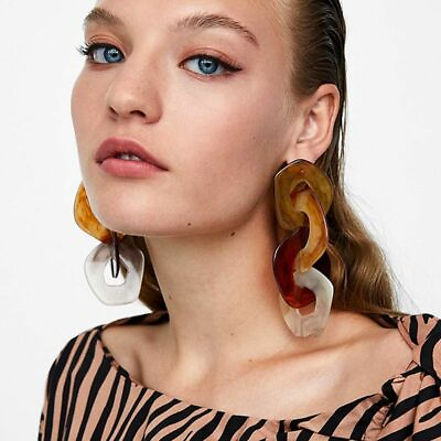 #ad 1pair Geometric Fashion Dangle Earrings Trendy Big Acrylic Ear Ware Women Party