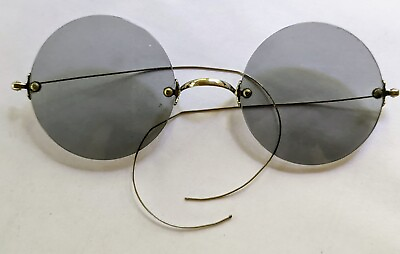 #ad Vintage Antique Tinted Sunglasses John Lennon Steampunk Style Wire Frame