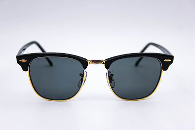 #ad Ray Ban Rb3016 Clubmaster 901 58 Black Gold Sunglasses Need New Lens 51 21 145
