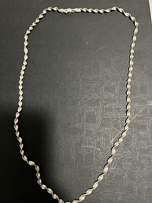 #ad ITALY 925 Silver TWISTED Chain Necklace Chain TWIST MAGIC 24quot;