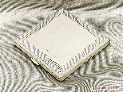 #ad Asme Switzerland Square Silver Tone Vintage Ladies Powder Compact 8cm