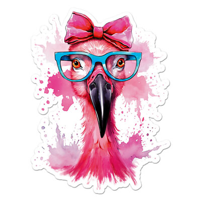 #ad Funny Flamingo Glasses Vinyl Decal Sticker Indoor Outdoor 3 Sizes #11950