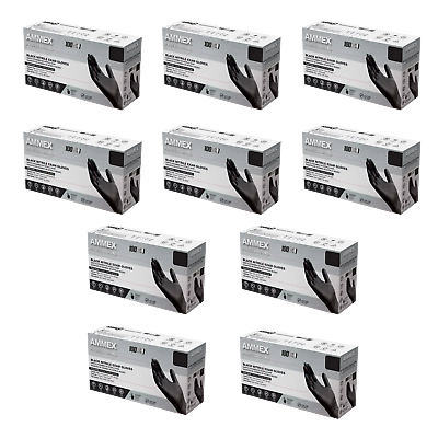#ad Ammex Professional Series Black Nitrile Exam Gloves Small 1 Case 10 Boxes