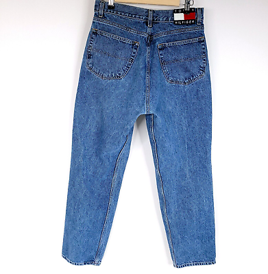 #ad VTG Tommy Hilfiger Mens Jeans 32 Blue Straight Denim Pants 32 X 31 Flag Logo 90s