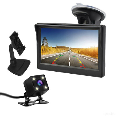 #ad Car Rear View Parking System 5quot; Monitor Backup Camera Night Vision Waterproof HD