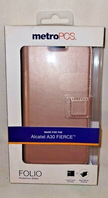 #ad MetroPCS Pink Folio Protective Wallet S Credit Card Slots For Alcatel A30 Fierce
