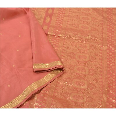 #ad Sanskriti Vintage Peach Pure Mysore Silk Sarees Handcrafted Zari Indian Sari