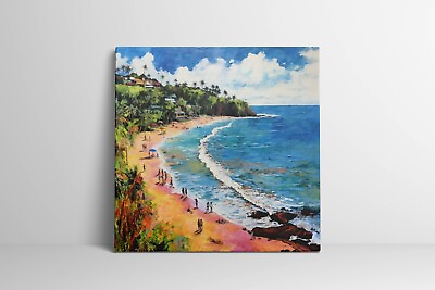 #ad Beach Painting Aerial View Retro Ocean Beach Beautiful Seascapes Large Wall Art